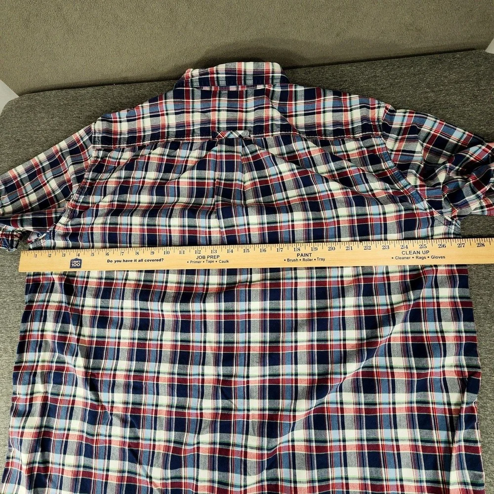 Eddie Bauer sz XL Men‎ Button Up Shirt Plaid Blue Red Green White Short Sleeve